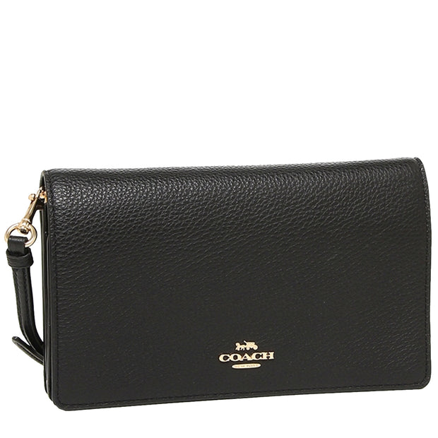 Coach Anna Foldover Clutch Crossbody Bag in Black 3037