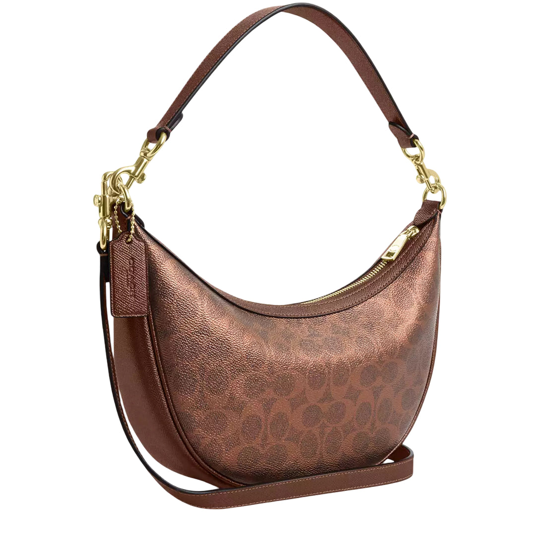 Coach Aria Shoulder Bag In Signature Canvas - Brown/ Copper CCL27 Coach Aria Shoulder Bag In Signature Canvas - Brown/ Copper CCL27