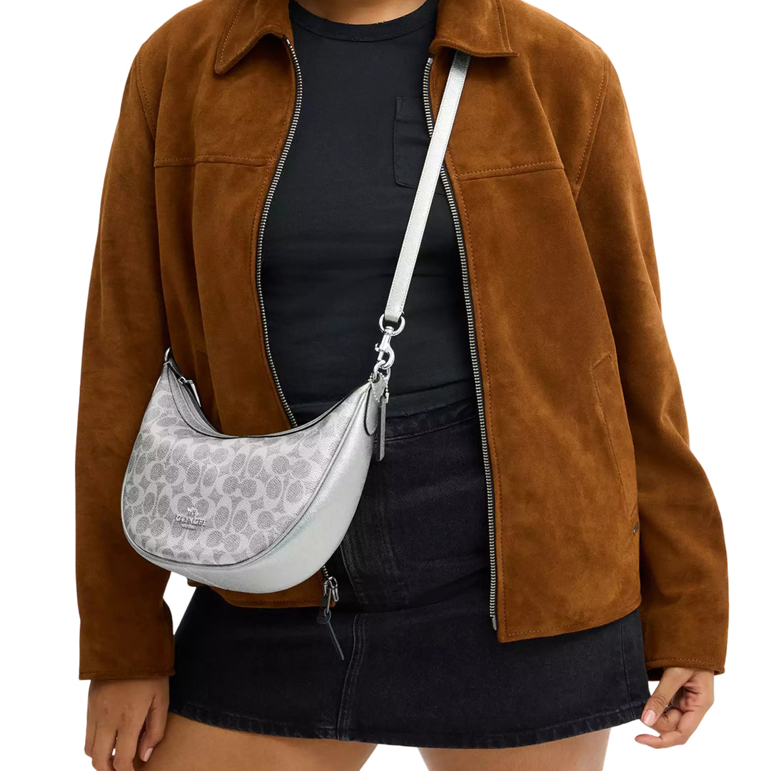Coach Aria Shoulder Bag In Signature Canvas - Gray/ Silver CCL27