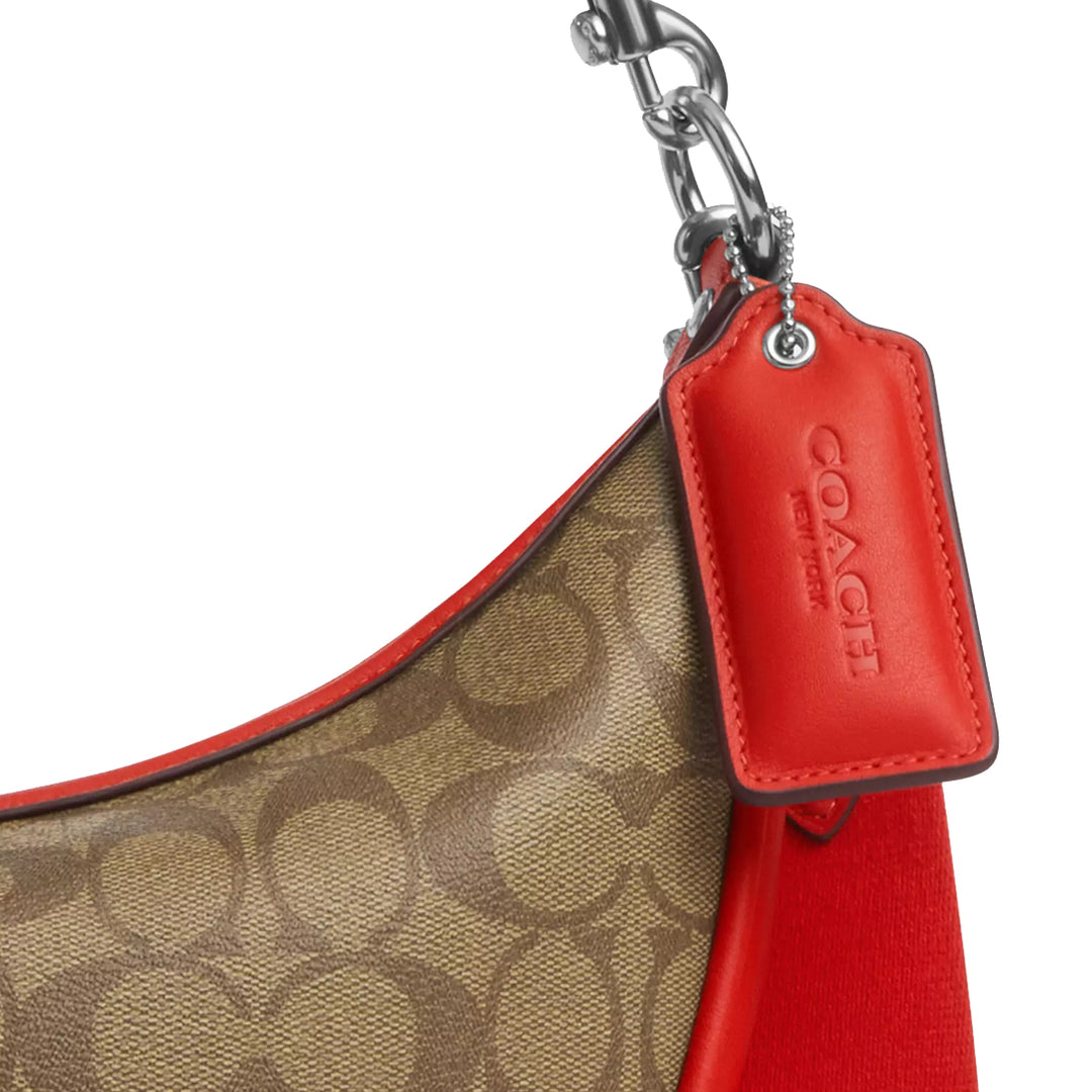 新品 コーチ COACH ショルダーバッグ ARIA SHOULDER BAG カーキ/マイアミレッド Buy Coach Aria Shoulder Bag In Signature Canvas in Khaki/ Miami