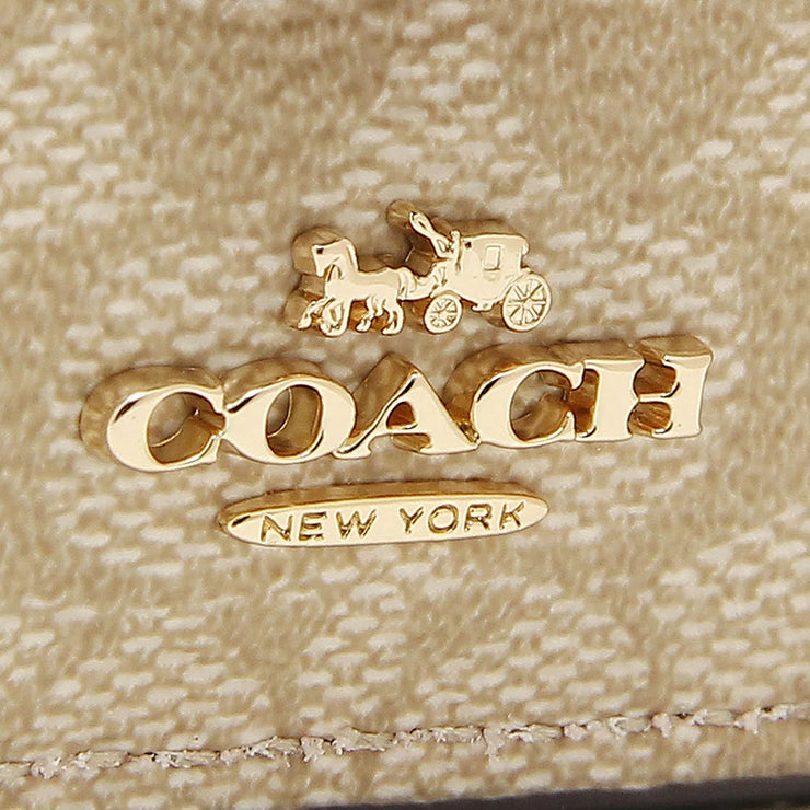 Coach Attachment Card Case In Colorblock Signature Canvas in Light Khaki/ Petunia ce697