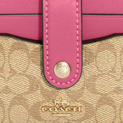 Coach Attachment Card Case In Colorblock Signature Canvas in Light Khaki/ Petunia ce697