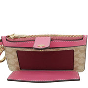 Coach Attachment Card Case In Colorblock Signature Canvas in Light Khaki/ Petunia ce697