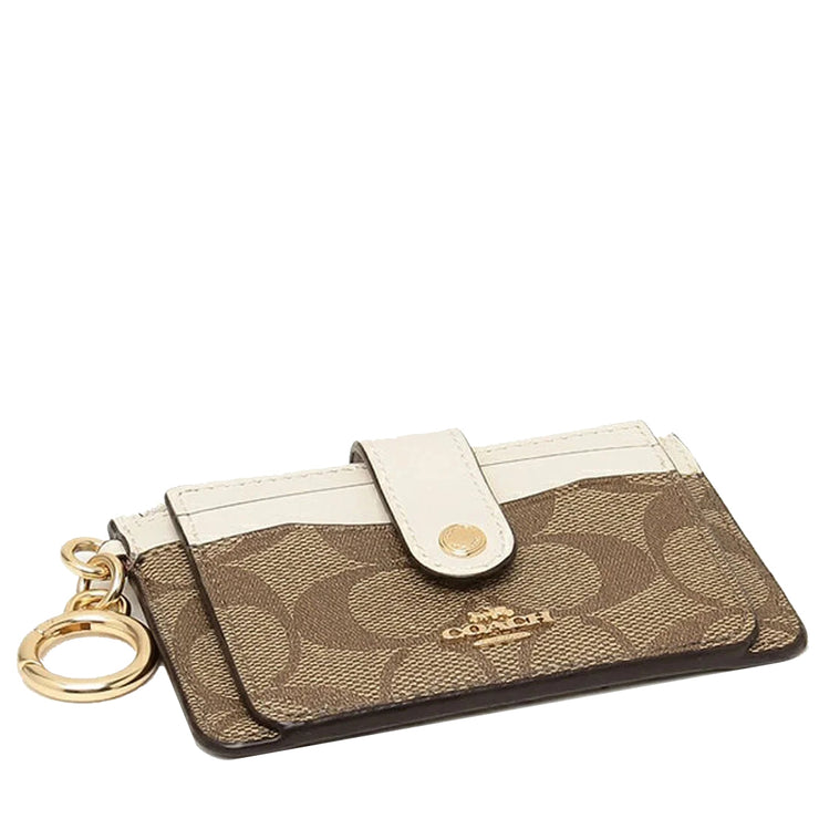 Buy Coach Attachment Card Case In Signature Canvas in Khaki/ Chalk C7398 Online in Singapore | PinkOrchard.com