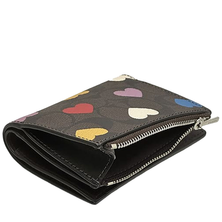 Buy Coach Bifold Wallet In Signature Canvas With Heart Print in Brown Black Multi CP424 Online in Singapore | PinkOrchard.com