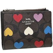 Buy Coach Bifold Wallet In Signature Canvas With Heart Print in Brown Black Multi CP424 Online in Singapore | PinkOrchard.com