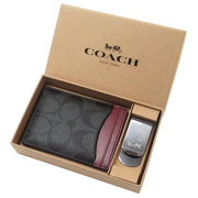 Buy Coach Boxed 3 In 1 Card Case Gift Set In Colorblock Signature Canvas in Charcoal/ Wine CF341 Online in Singapore | PinkOrchard.com