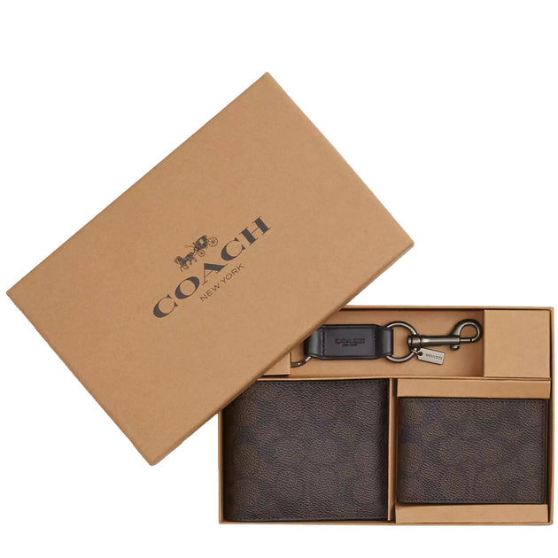 Buy Coach Boxed 3 In 1 Wallet Gift Set In Signature Canvas in Walnut ...