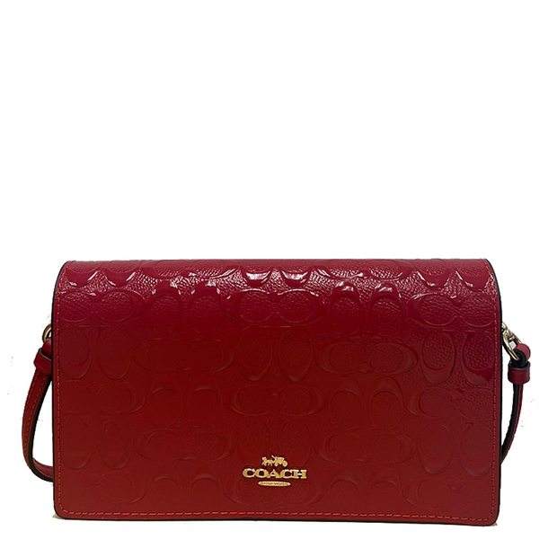 Buy Coach Boxed Anna Foldover Clutch Crossbody Bag And Card Case Set In Signature Leather in Electric Red CH359 Online in Singapore | PinkOrchard.com