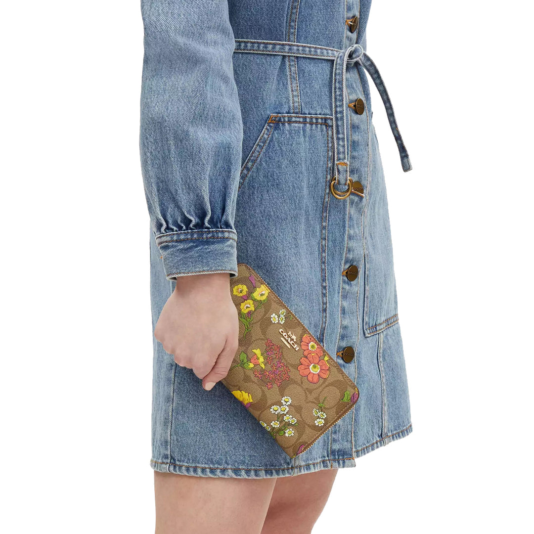 Buy Coach Boxed Long Zip Around Wallet In Signature Canvas With