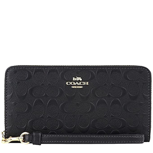Coach Boxed Long Zip Around Wallet In Signature Leather in Black cf464