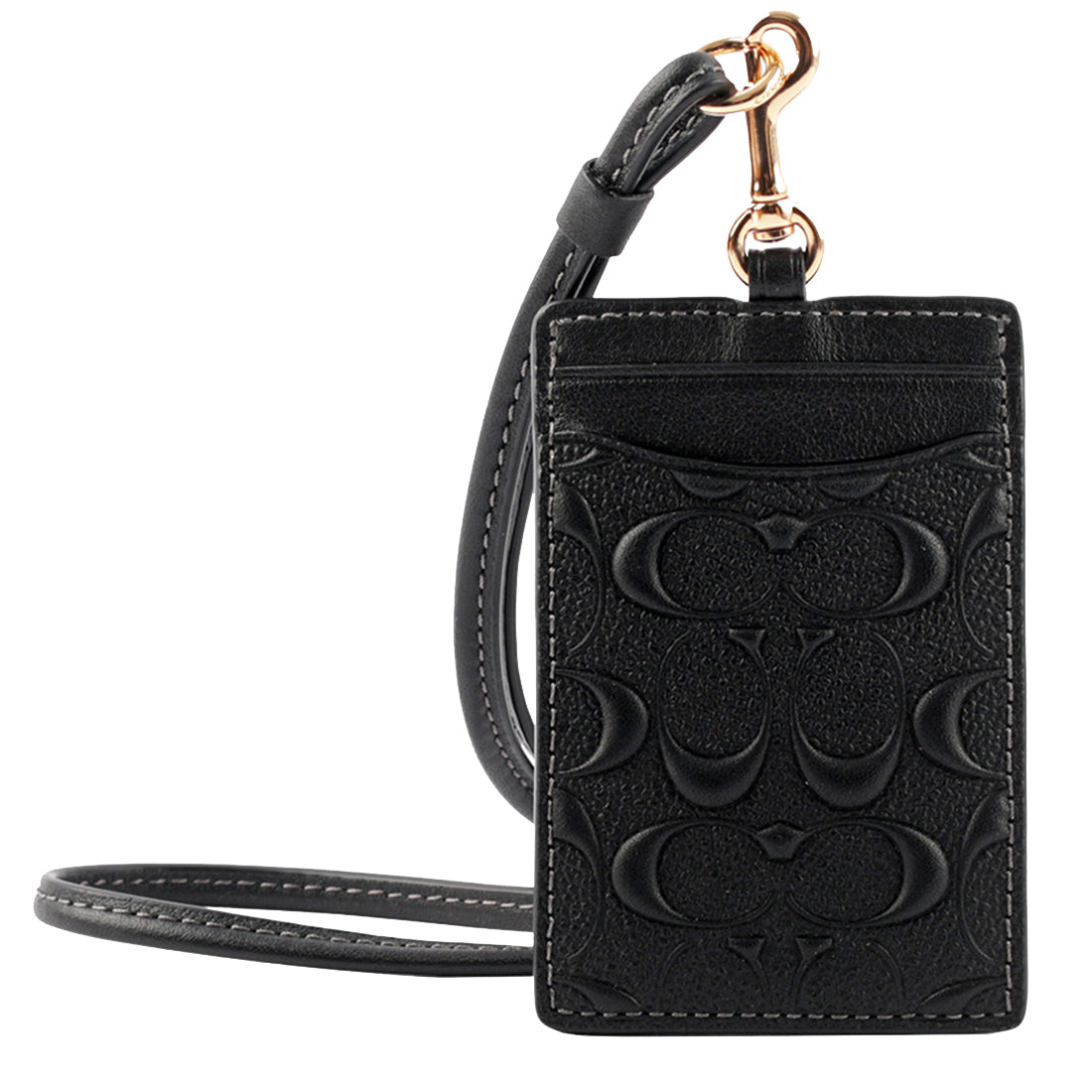 Coach Boxed Pencil Case And Id Lanyard Set In Signature Leather in Bla