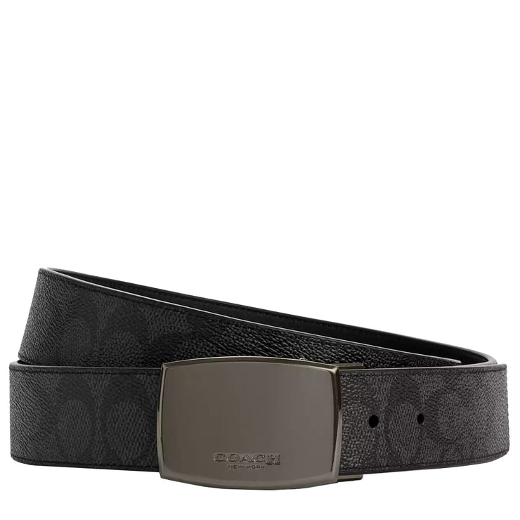 Buy Coach Boxed Plaque And Harness Buckle Cut To Size Reversible Belt, 38 Mm in Charcoal/ Black CW362 Online in Singapore | PinkOrchard.com