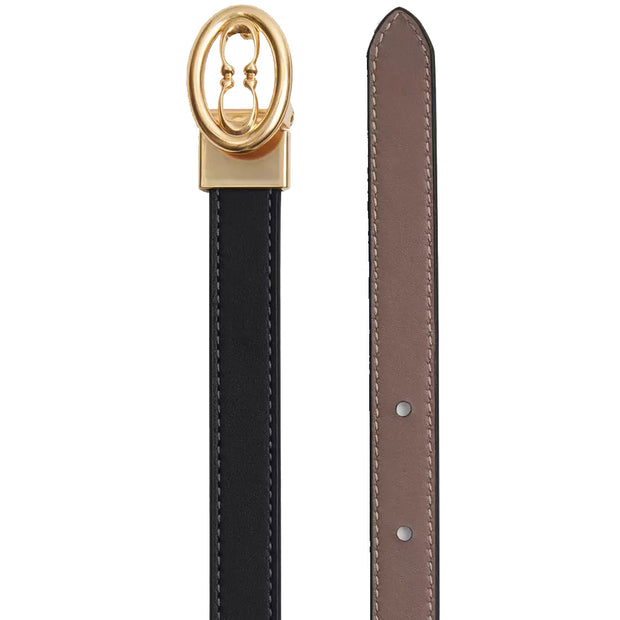 Front & Back View of Coach Buckle Cut To Size Belt, 18 Mm - Black Dark Stone CAY73