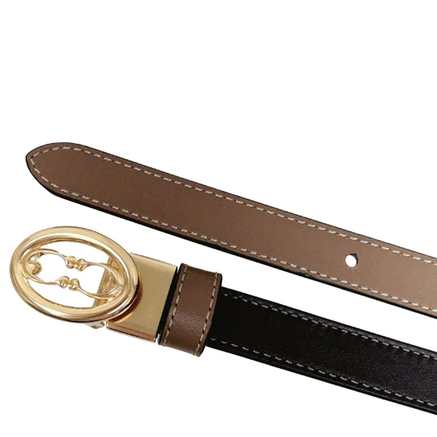 Front & Back View of Coach Buckle Cut To Size Belt, 18 Mm - Black Dark Stone CAY73