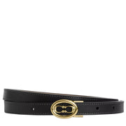 Front View of Coach Buckle Cut To Size Belt, 18 Mm - Black Dark Stone CAY73
