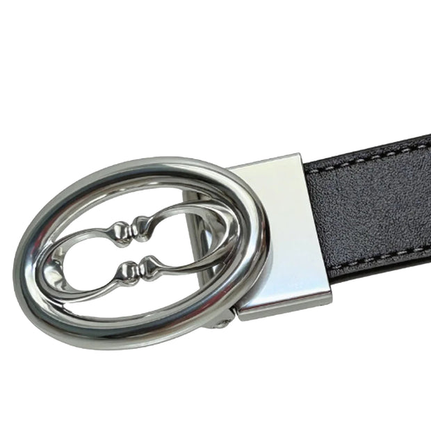 Closeup of Coach Buckle Cut To Size Belt, 25 Mm - Black Maple CZ444