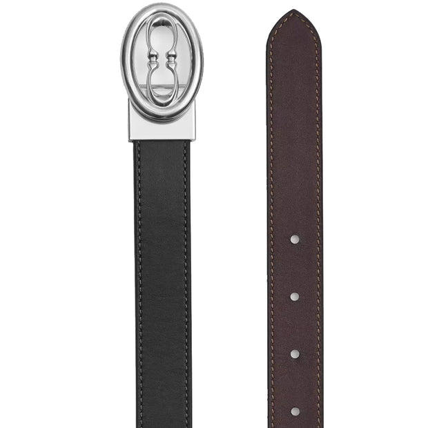 Front View of Coach Buckle Cut To Size Belt, 25 Mm - Black Maple CZ444