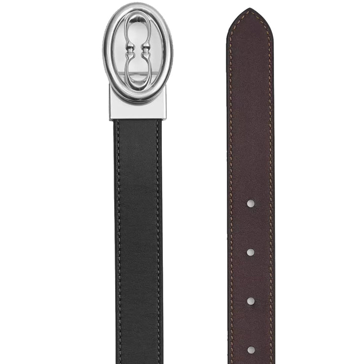 Front View of Coach Buckle Cut To Size Belt, 25 Mm - Black Maple CZ444