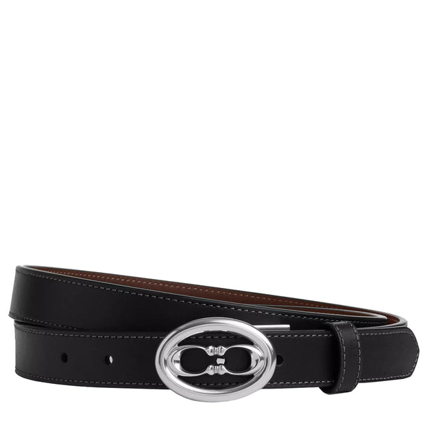 Front View of Coach Buckle Cut To Size Belt, 25 Mm - Black Maple CZ444