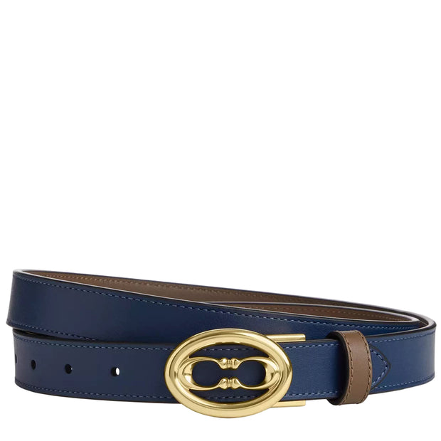 Front View of Coach Buckle Cut To Size Belt 25 Mm - Deep Blue Dark Stone CZ444