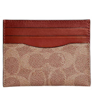 Front View of Coach Card Case In Signature Canvas - Tan/ Rust 936