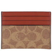 Back View of Coach Card Case In Signature Canvas - Tan/ Rust 936