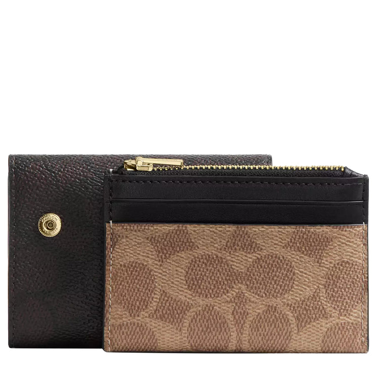 Buy Coach Card Holder Wallet In Blocked Signature Canvas in Walnut/ Tan CZ446 Online in Singapore | PinkOrchard.com