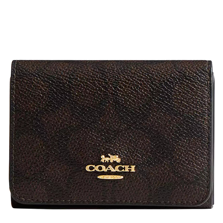 Buy Coach Card Holder Wallet In Blocked Signature Canvas in Walnut/ Tan CZ446 Online in Singapore | PinkOrchard.com
