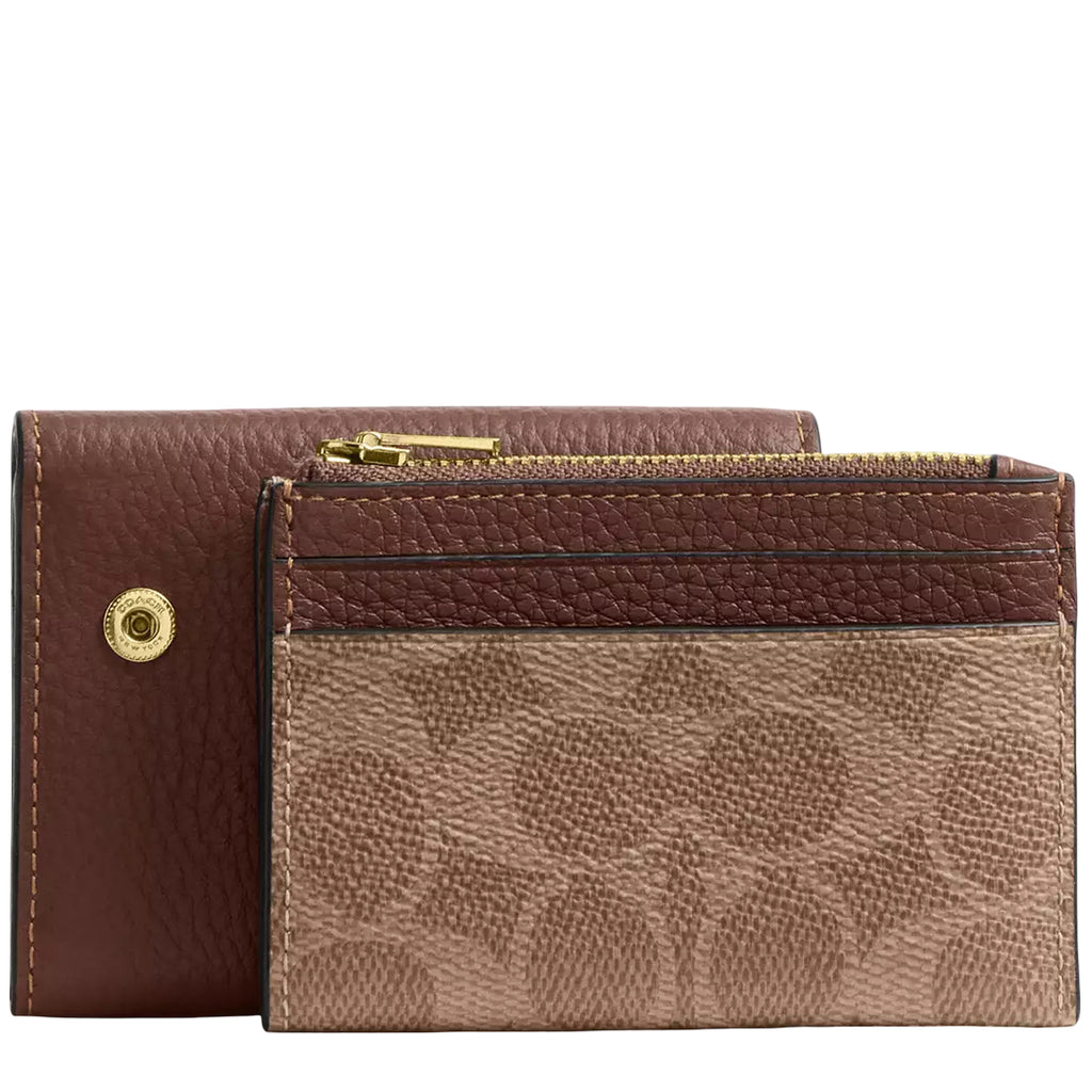 COACH® SE | Slim Id Card Case In Signature Canvas | Wallets  Coach Brown and Tan Signature Card Holder main image 1