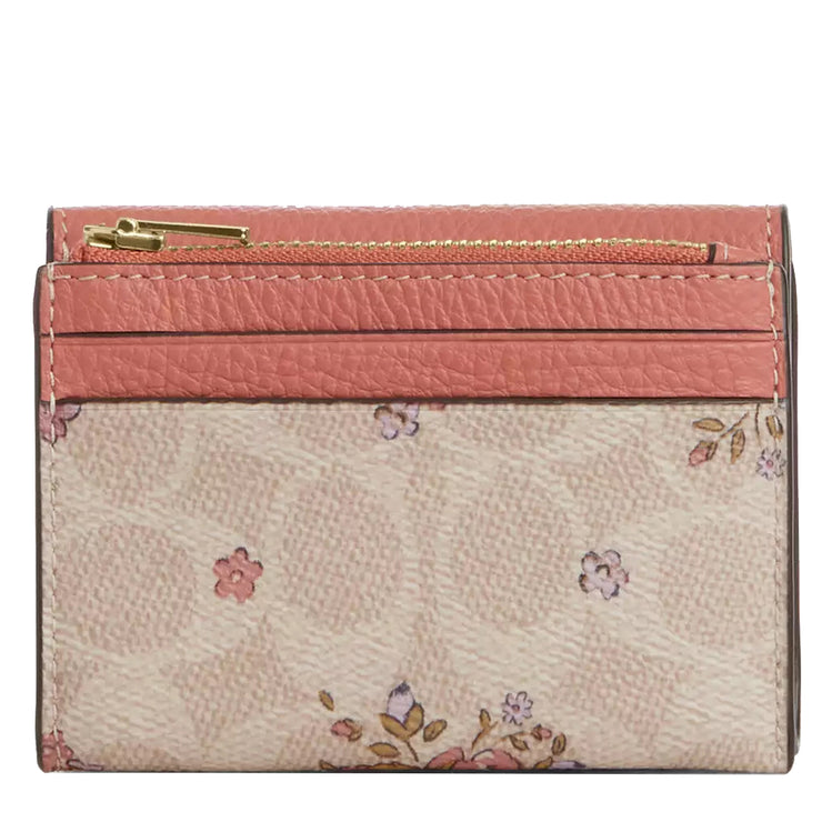 Coach Card Holder Wallet In Signature Canvas With Floral Print in Sand Multi CAP30