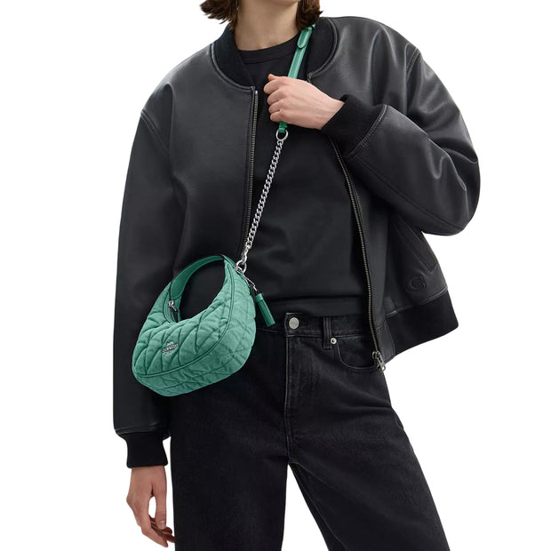 Model Wearing Coach Carmen Mini Crossbody Bag - Ivy/ Green CBR11