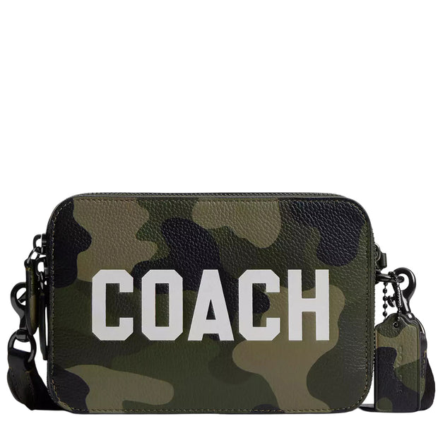 Front View of Coach Charter Crossbody Bag 19 With Camo Print And Coach Graphic - Camo CZ007