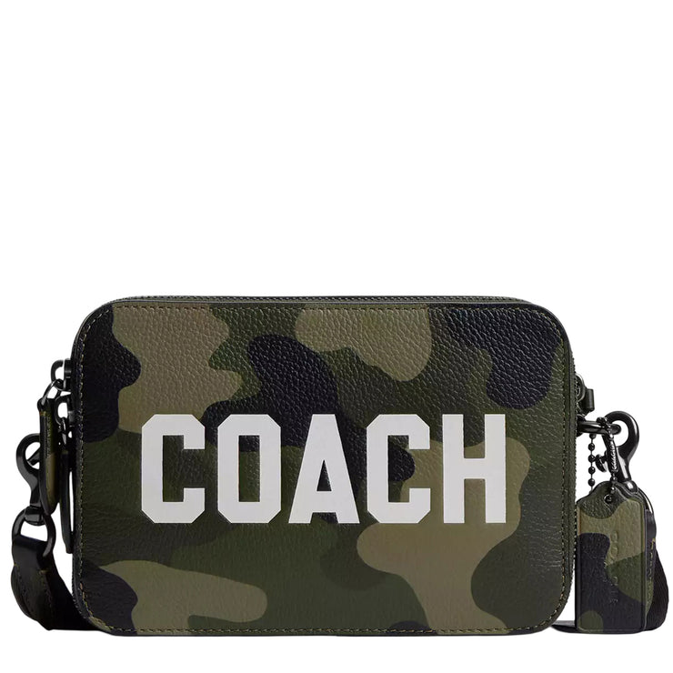 Front View of Coach Charter Crossbody Bag 19 With Camo Print And Coach Graphic - Camo CZ007