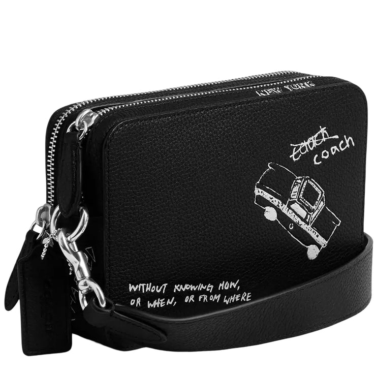 Coach Charter Crossbody Bag 19 With Sketch Print - Black CAM68