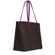 Coach City Tote Bag In Signature Canvas in Brown/ Dark Magenta 5696