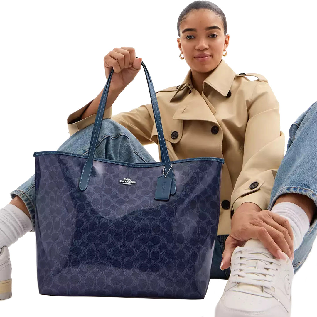 Buy Coach City Tote Bag In Signature Canvas in Dark Denim CAK30