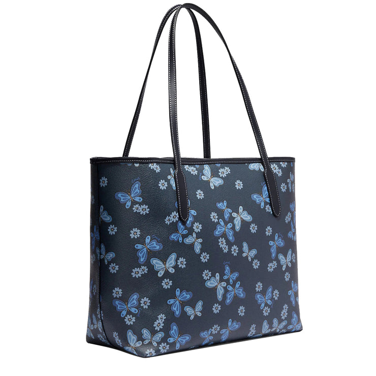Coach City Tote With Lovely Butterfly Print in Midnight Navy Multi ch211