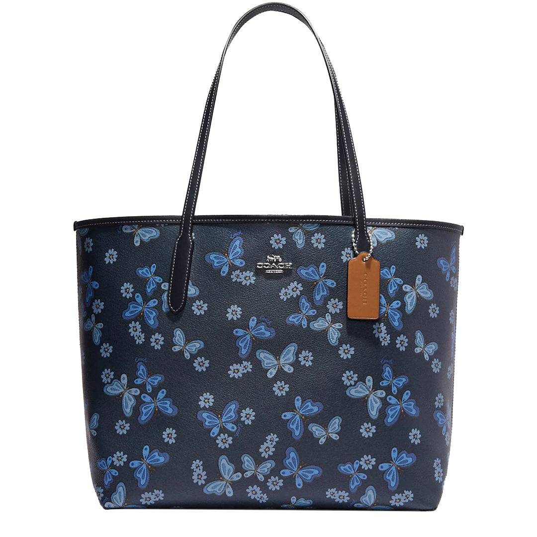 Coach City Tote With Lovely Butterfly Print in Midnight Navy Multi