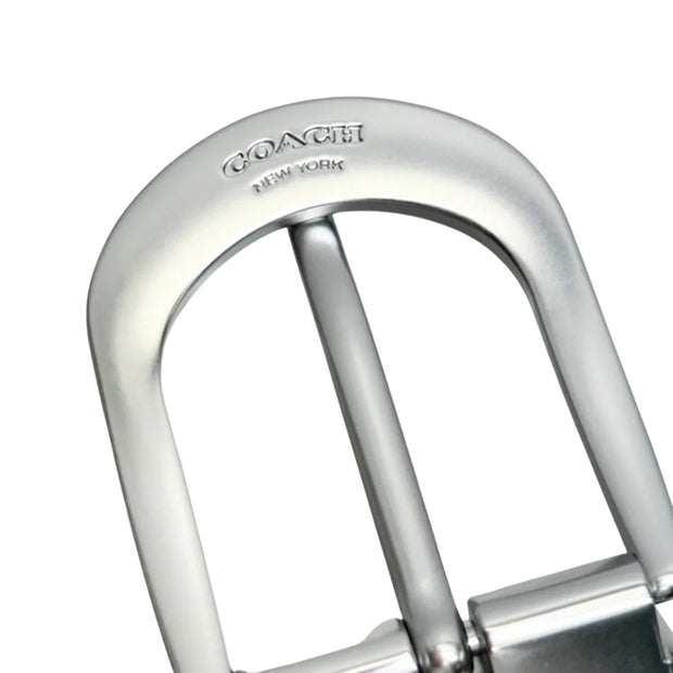 Closeup of Back of Coach Classic Buckle Cut To Size Reversible Belt 38 Mm in Black CF271