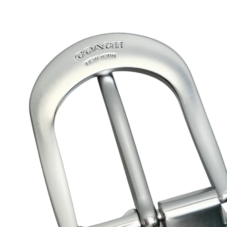 Closeup of Back of Coach Classic Buckle Cut To Size Reversible Belt 38 Mm in Black CF271