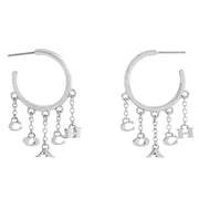 Side View of Coach Charm Hoop Earrings - Silver CBW16