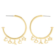 Side View of Coach Charms Hoop Earrings - Gold CCU64