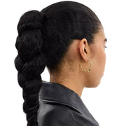 Model Wearing Coach Charms Hoop Earrings - Gold CCU64