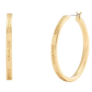 Front View of Coach Medium Hoop Earrings - Gold CBW15