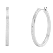 Front View of Coach Medium Hoop Earrings - Silver CBW17