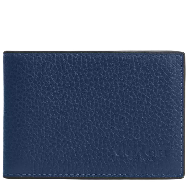 Front View of Coach Compact Billfold Wallet - Deep Blue CM167
