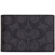 Coach Compact Billfold Wallet In Signature Canvas - Charcoal/ Black CW368