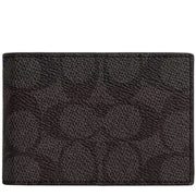 Front View of Coach Compact Billfold Wallet In Signature Canvas - Walnut/ Black CW368