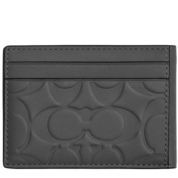 Back View of Coach Compact Billfold Wallet In Signature Leather - Charcoal CAK34